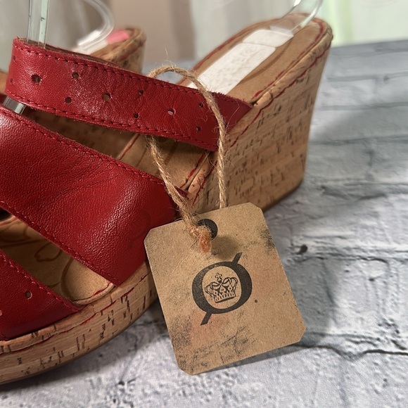 Born Wedge Sandals Women's 9 EU 40.5 Brick Red Leather Cork Wedge Shoes - Picture 7 of 16